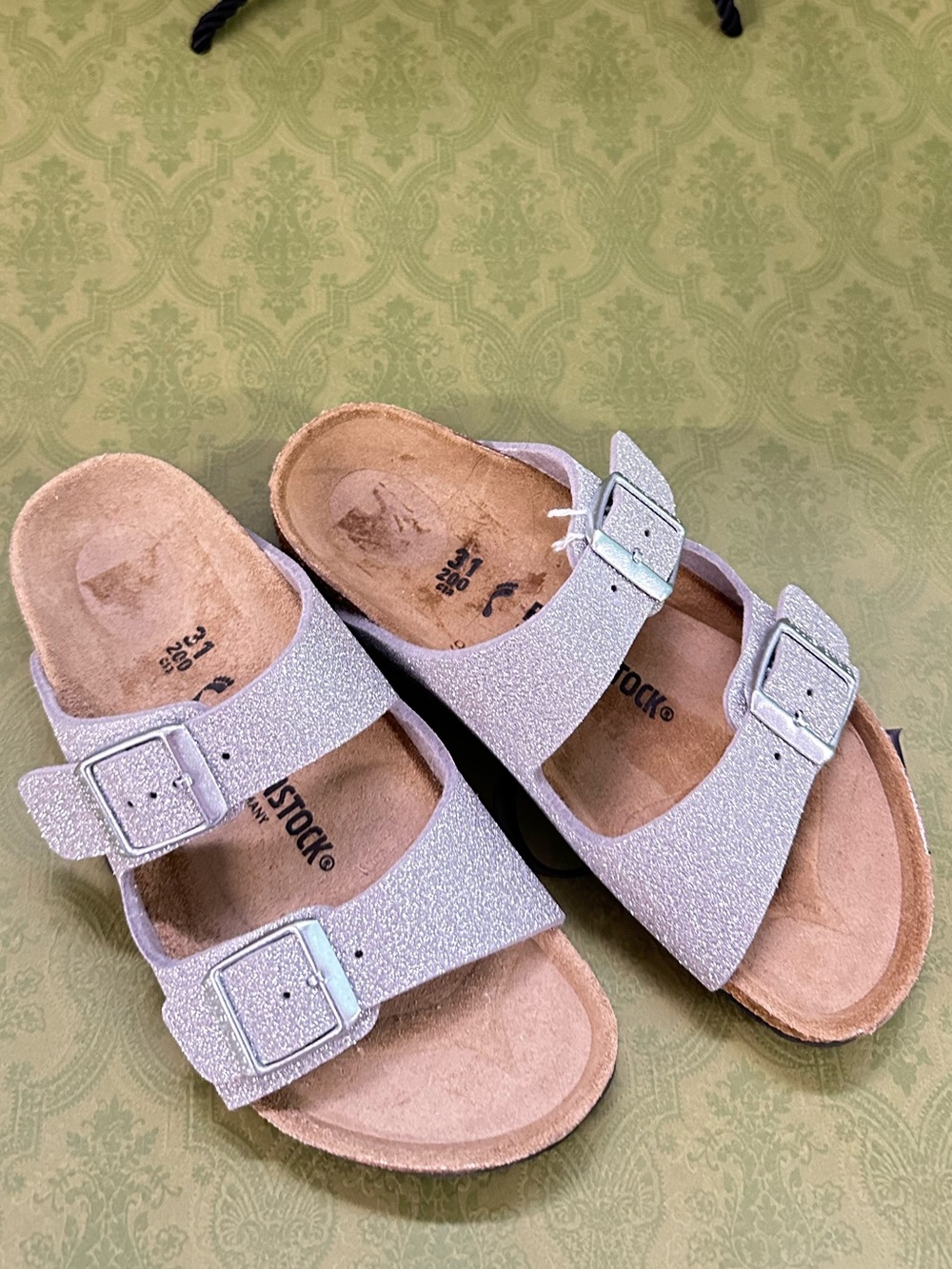 Birkenstock Kids Glitter Double-Buckle Sandals in Silver
